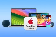 collection of apple products with an apple care badge