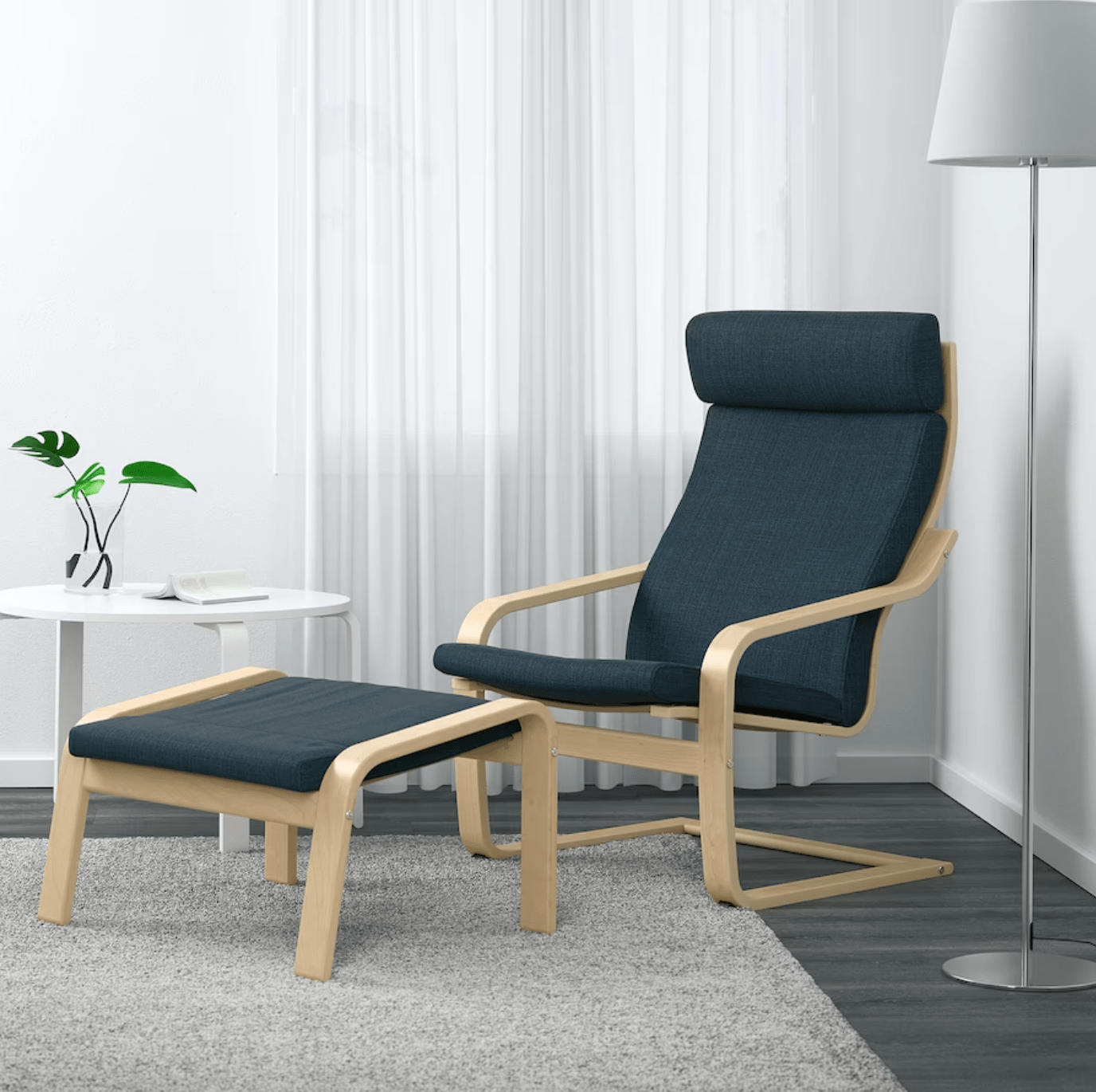 poäng armchair birch veneer/hillared dark blue