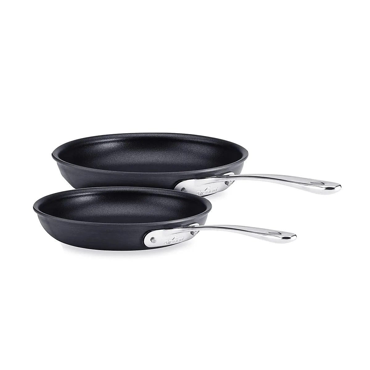 All-Clad HA1 Hard Anodized Nonstick Fry Pan Set 2 Piece, 8, 10 Inch Induction Oven Broiler Safe 500F, Lid Safe 350F Pots and Pans, Cookware Black