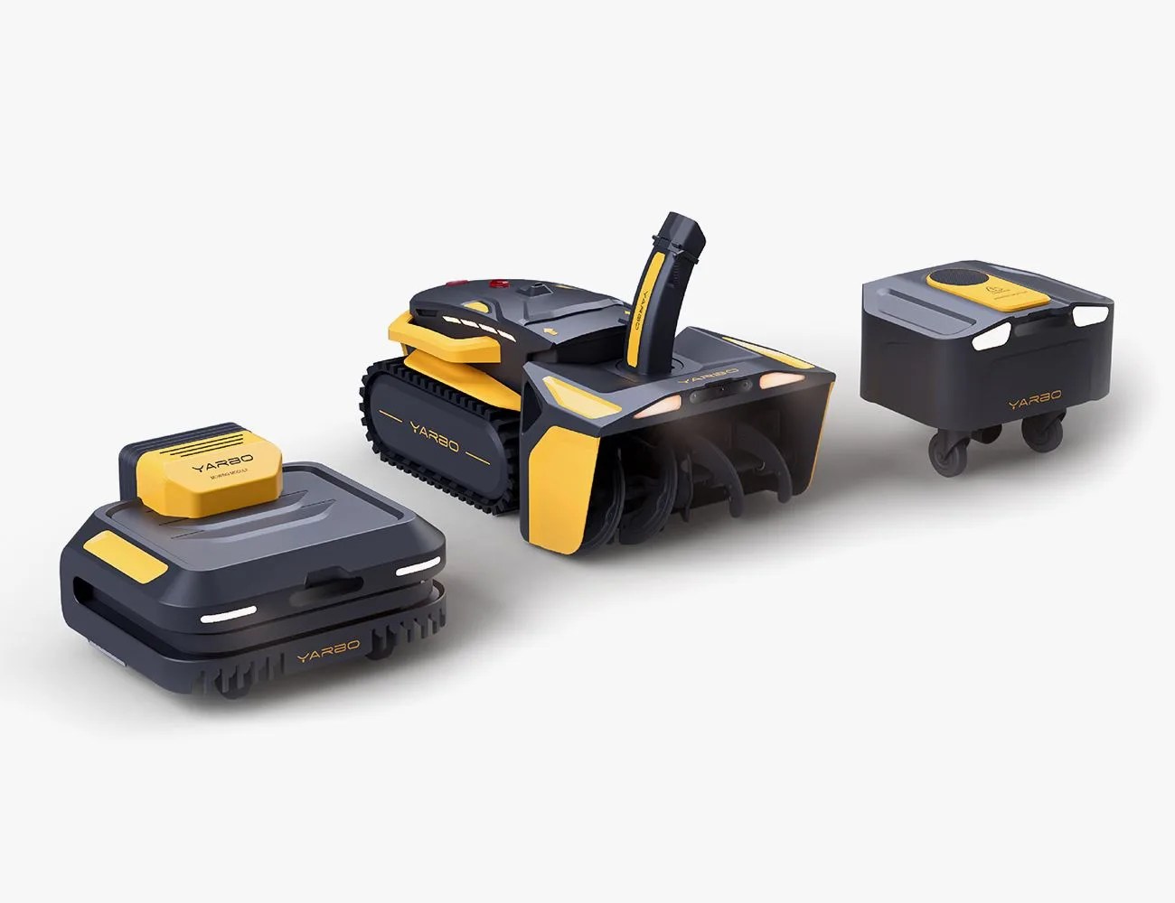 a group of black and yellow machines