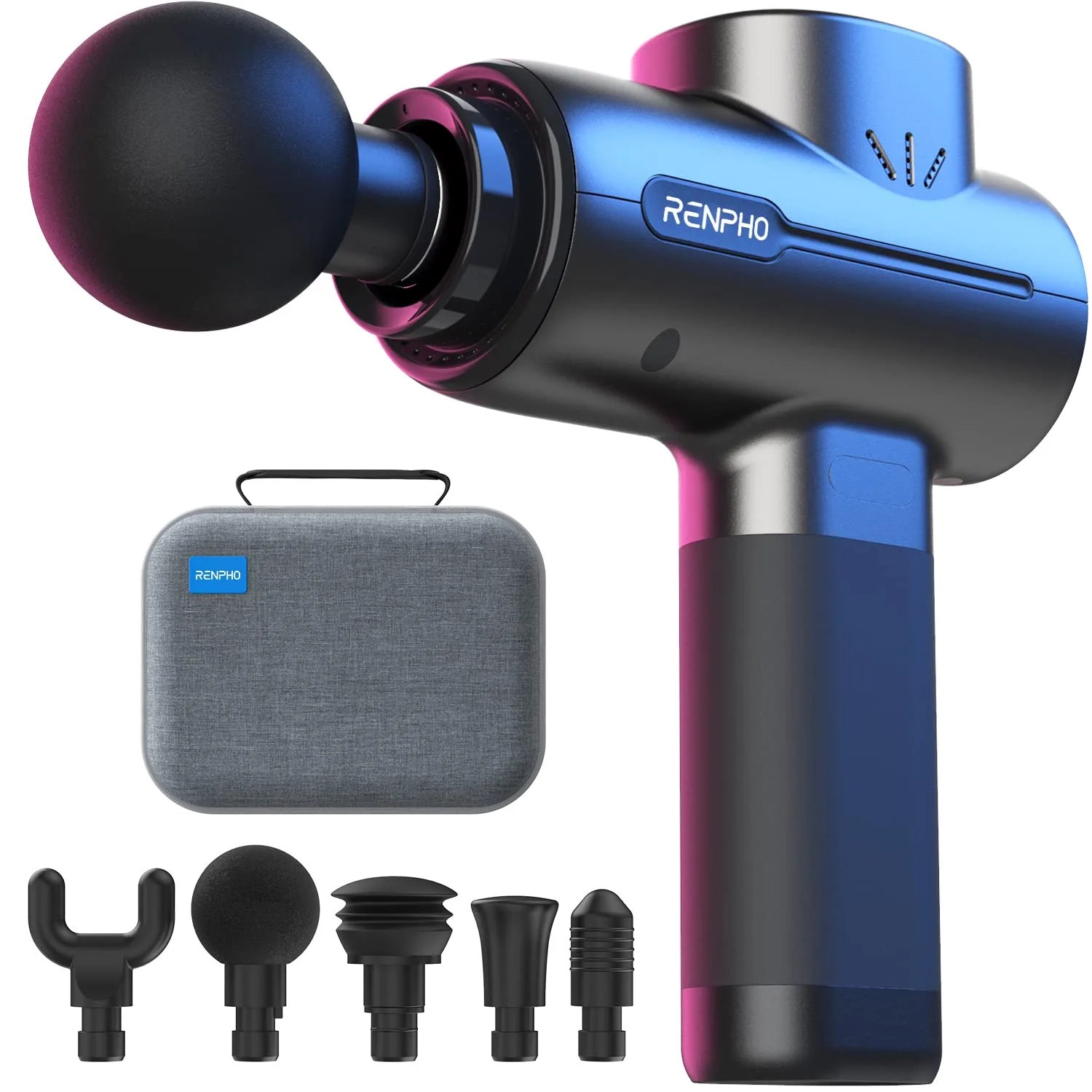 renpho active massage gun deep tissue muscle, powerful percussion massage gun, portable back massager gun for athletes for pain relief, handheld back massagers, carry case fsa and hsa eligible