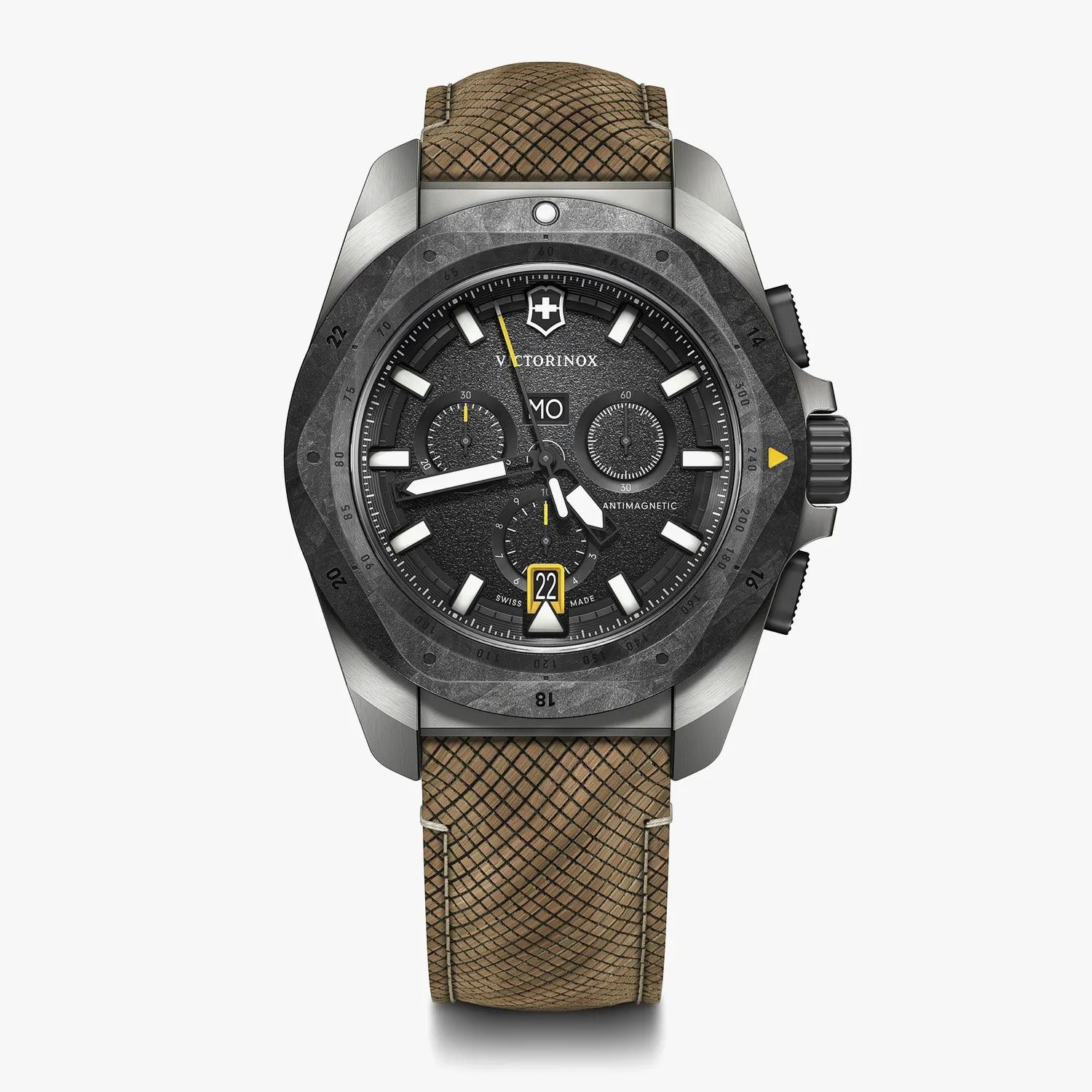a black watch with a gold band