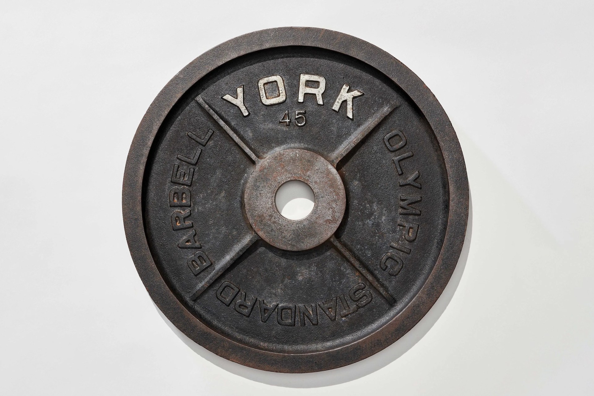 vintage york barbell 45 lb pre usa milled back olympic weight plates