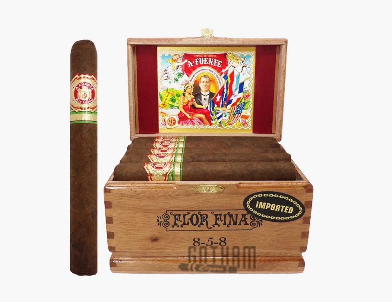 a wooden box of cigars