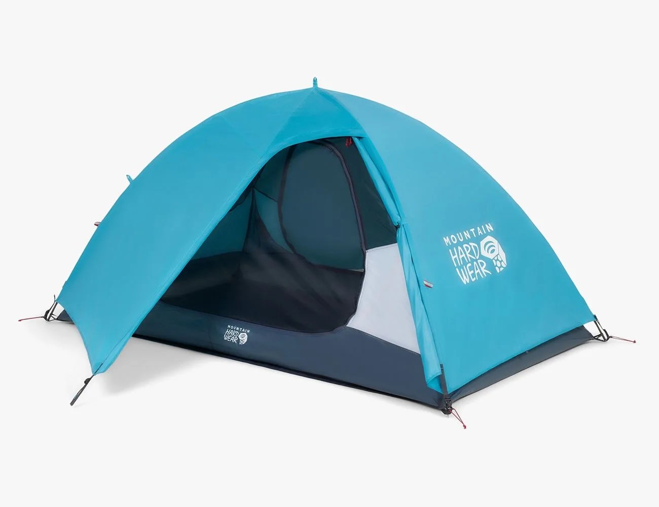 a blue and black tent