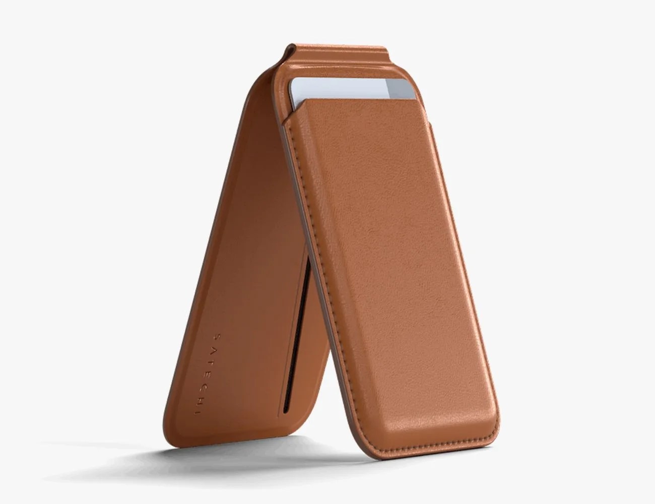 vegan leather magnetic wallet stand