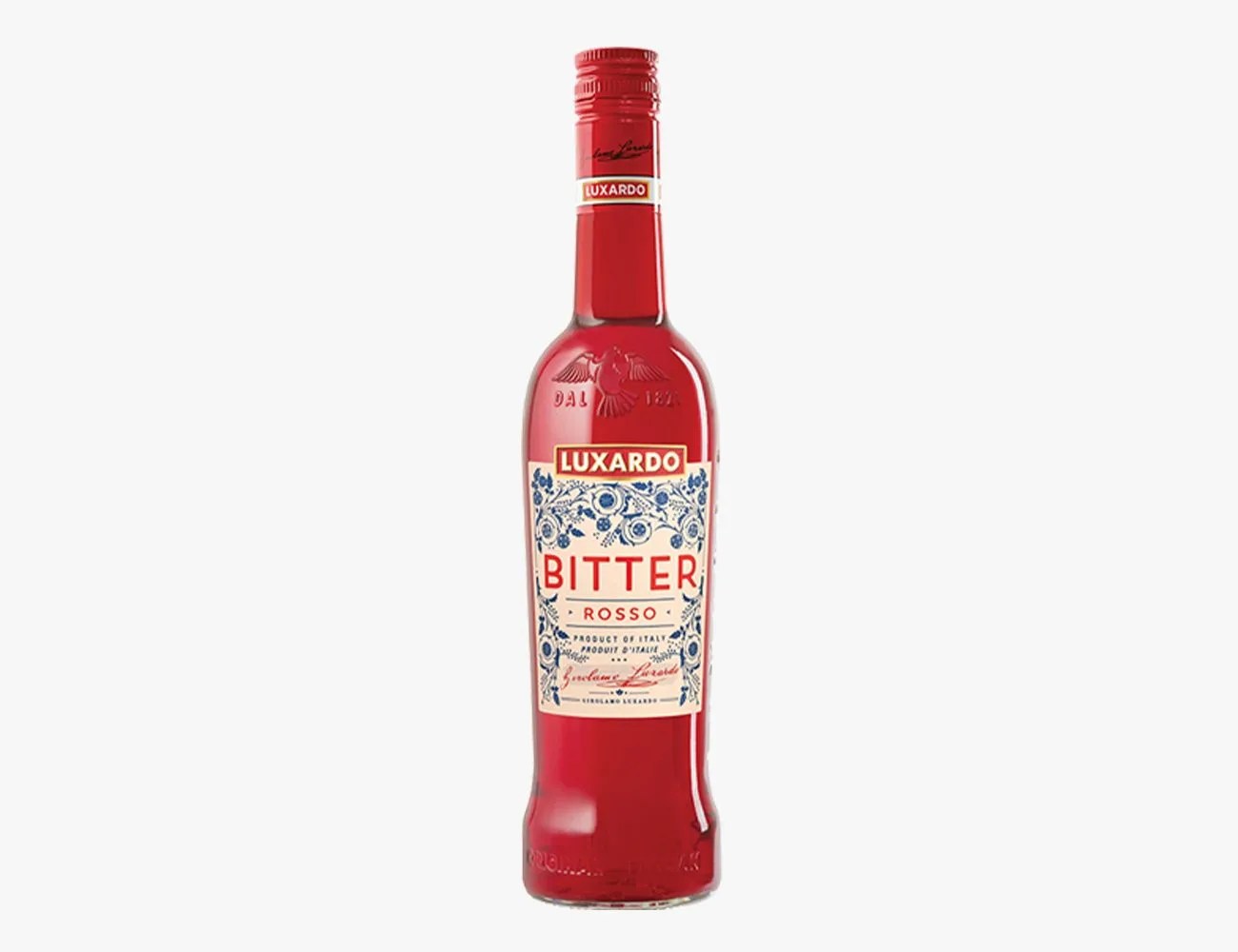 a bottle of red liquid
