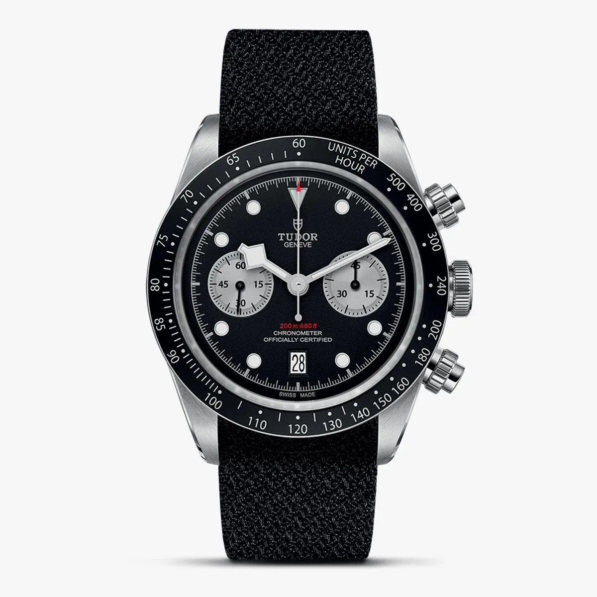 a black watch with a white face