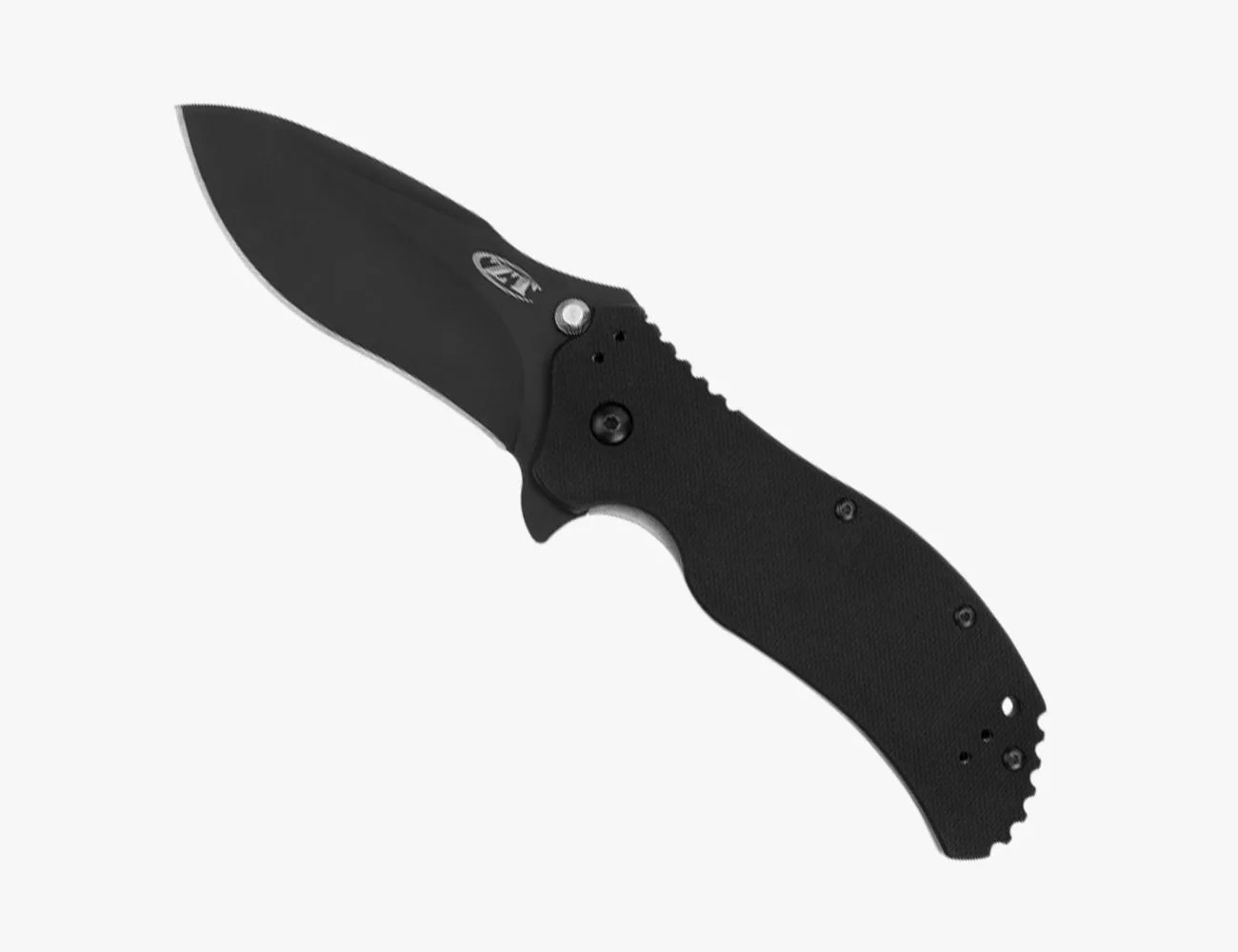 a black knife with a handle