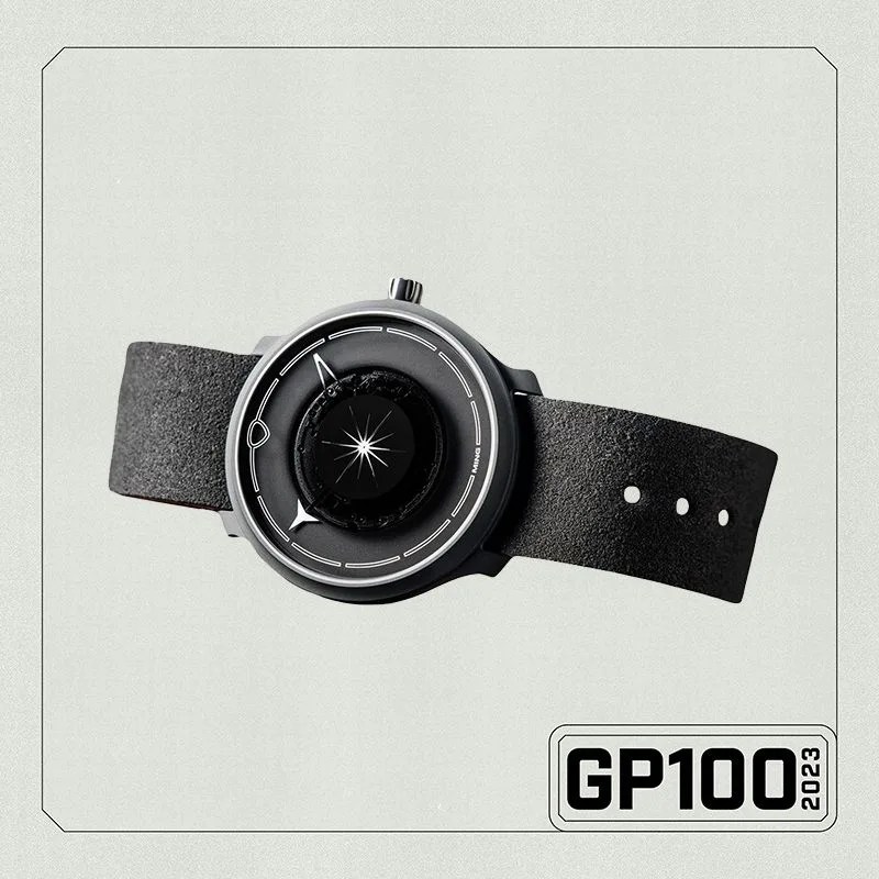 a watch with a black band