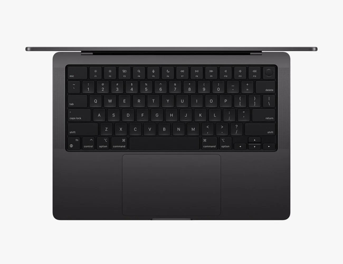 a black laptop keyboard with a white background