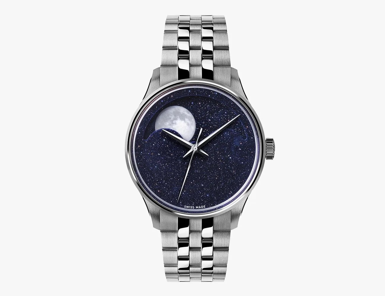 a silver and blue watch