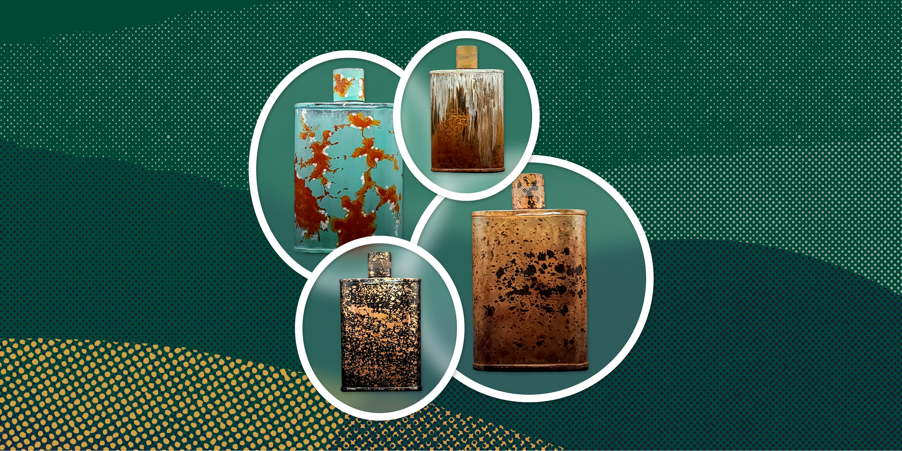 collage of 4 flasks
