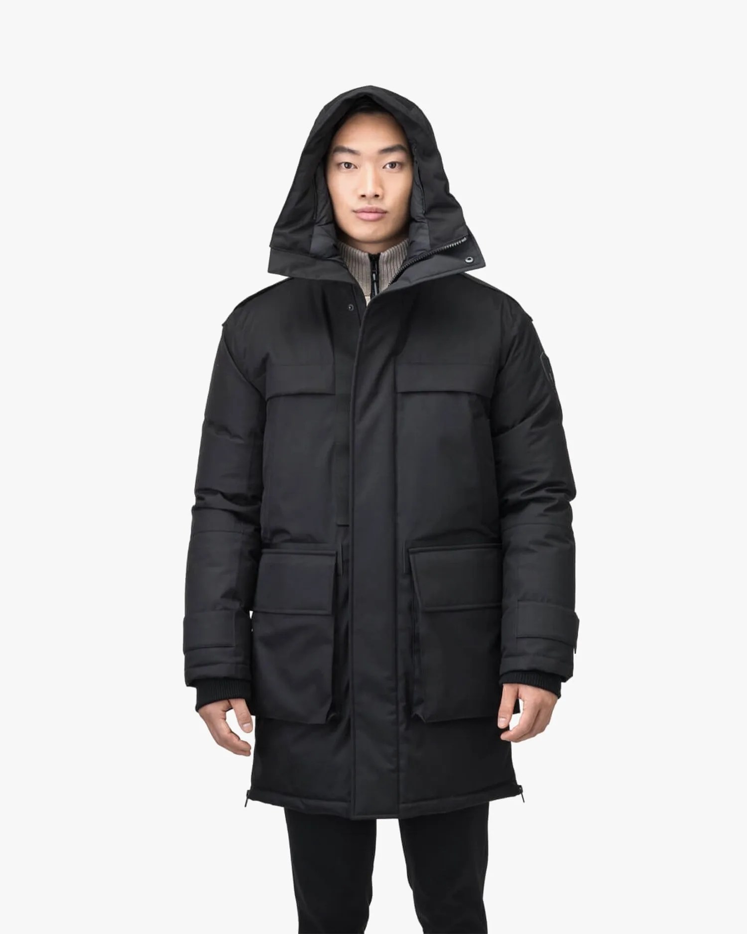 a person wearing a black coat