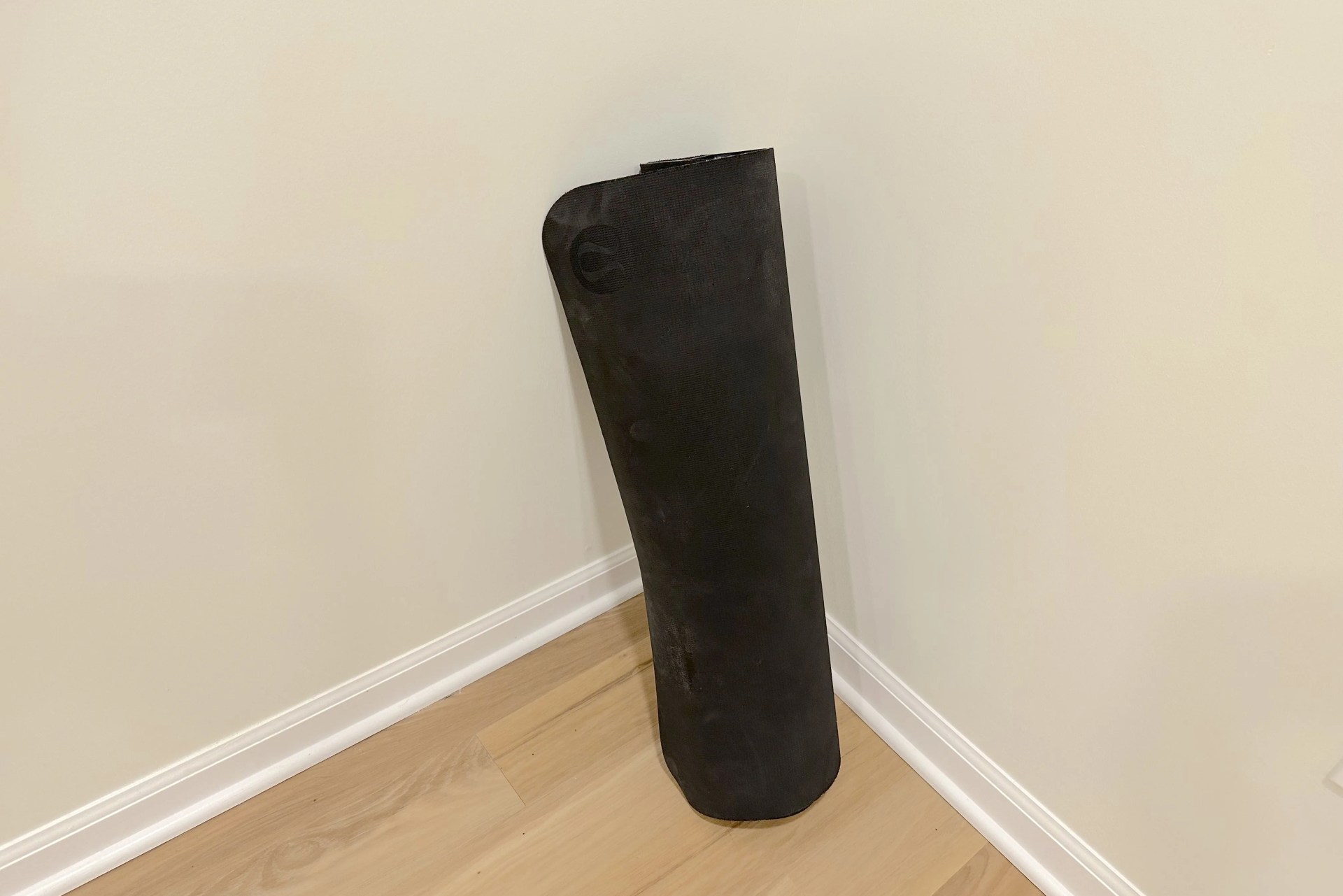 a black object on a wood surface