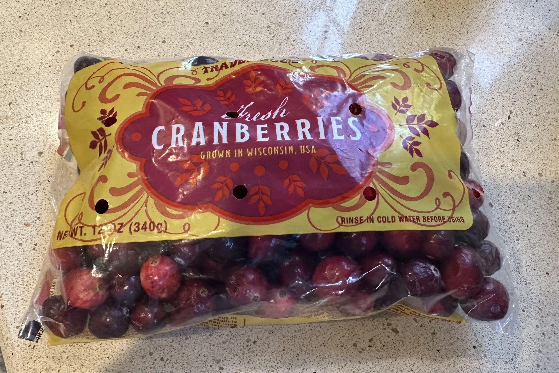 a bag of cranberries