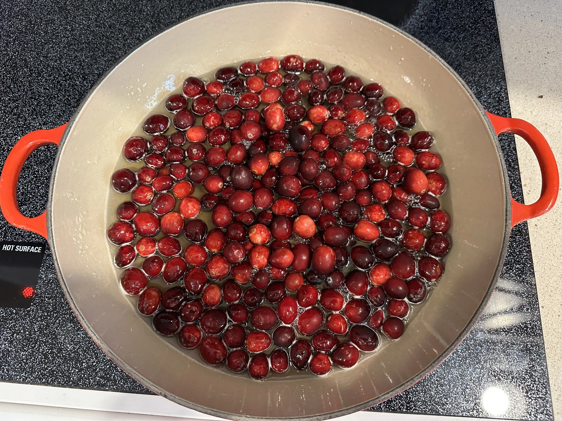 a pan of cranberries