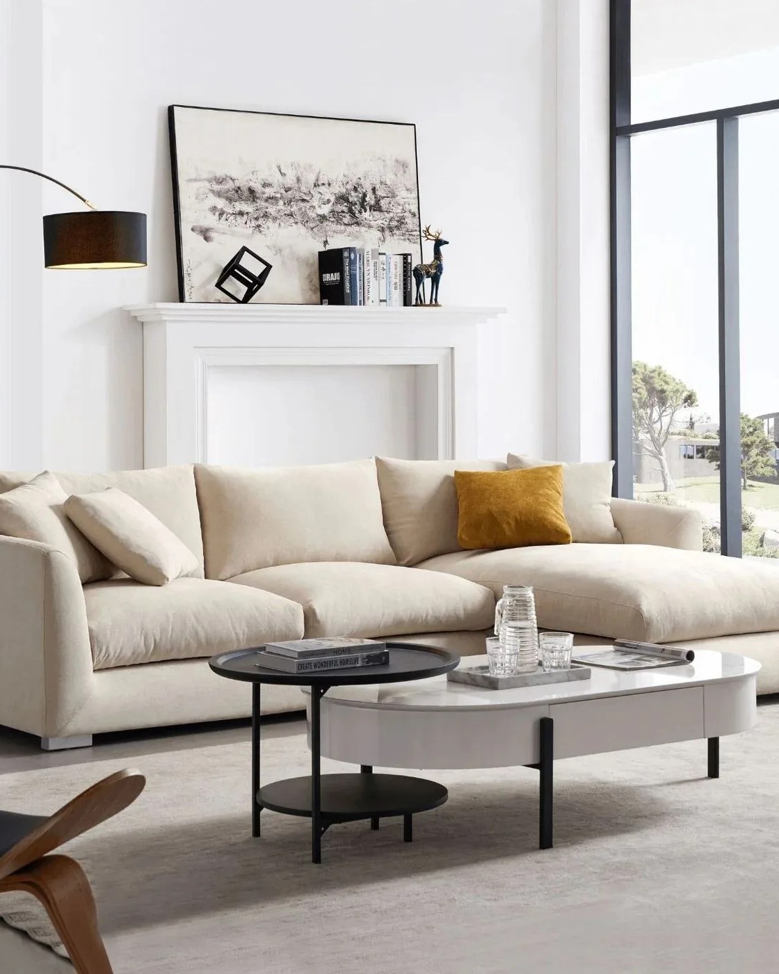 a white couch in a room