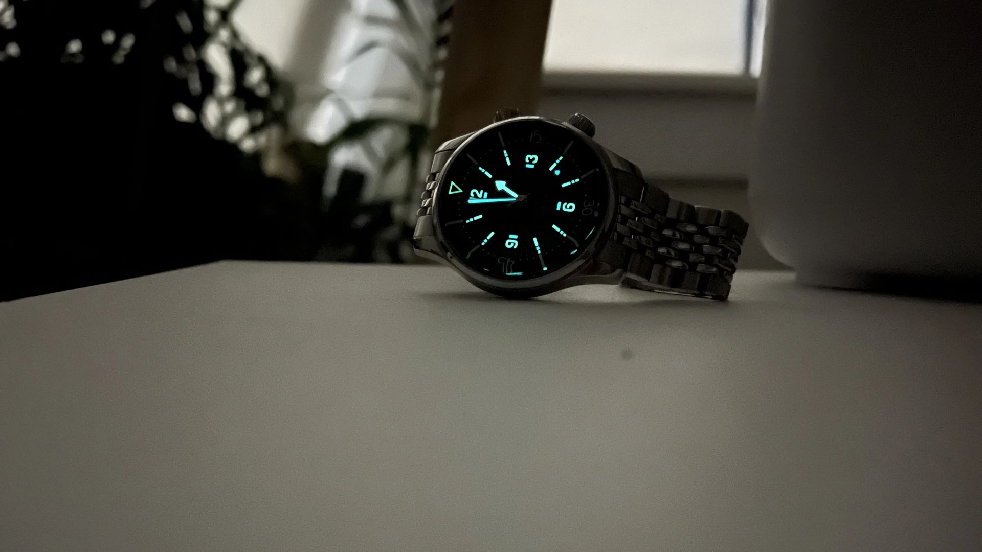 a watch on a table