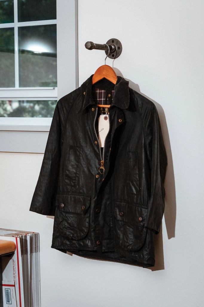 a black jacket on a wall