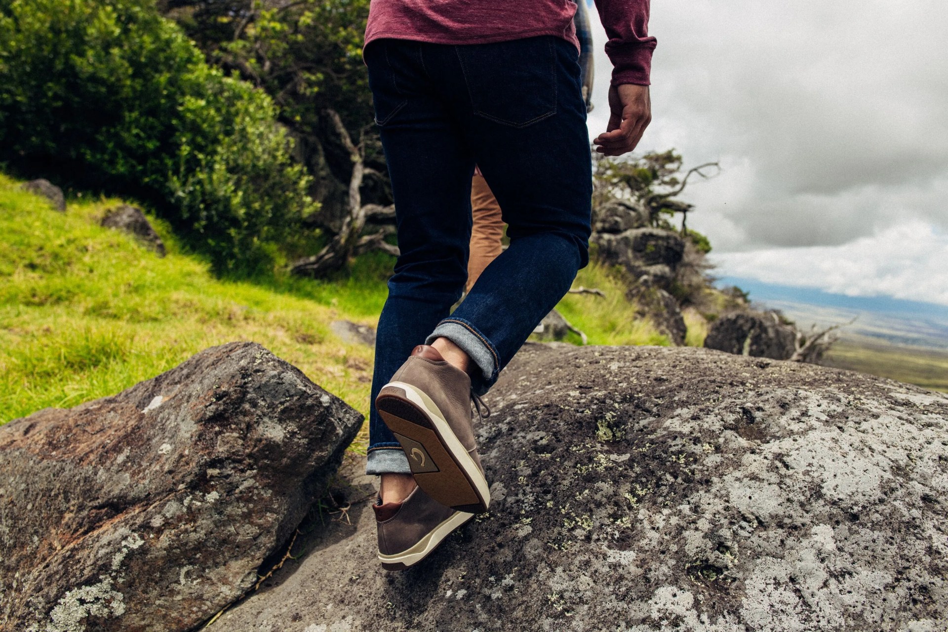 a person walking across terrain