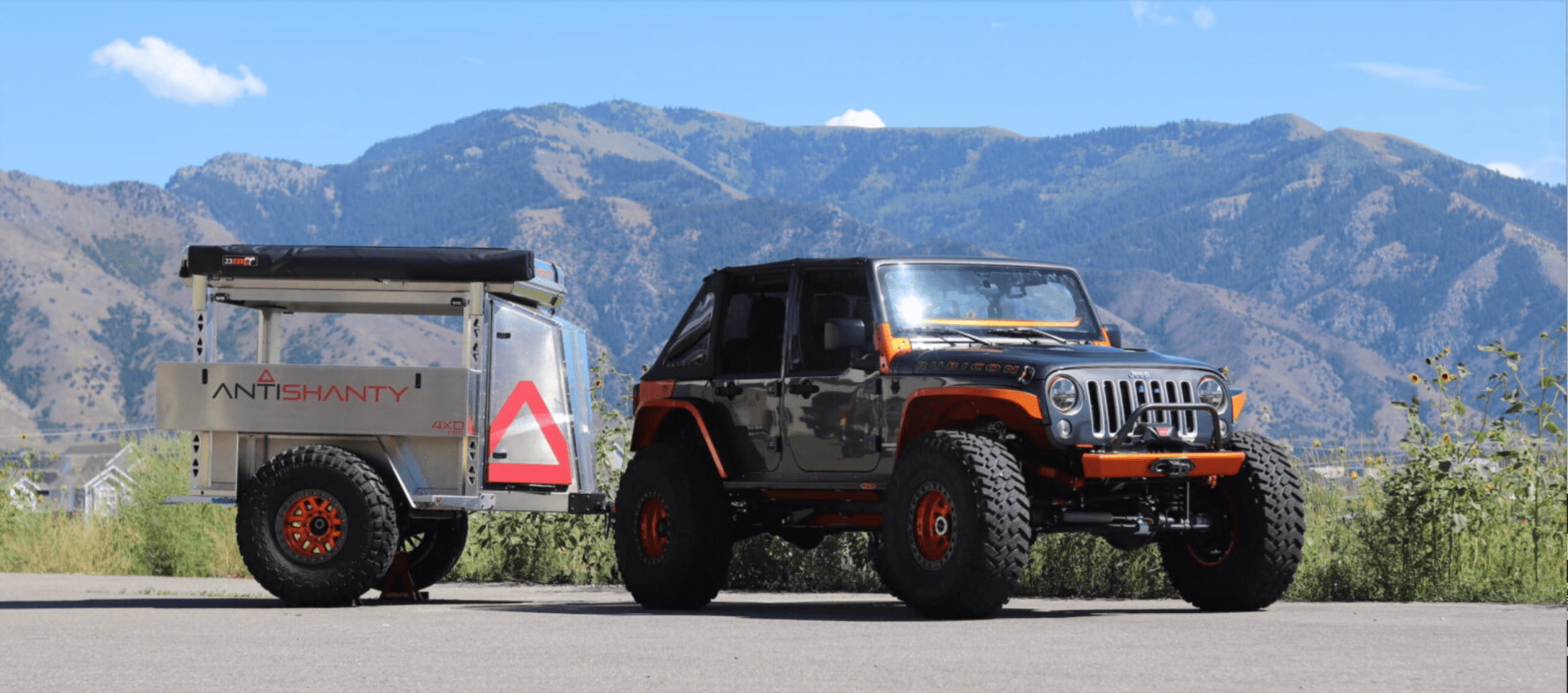 antishanty trailer towed by jeep