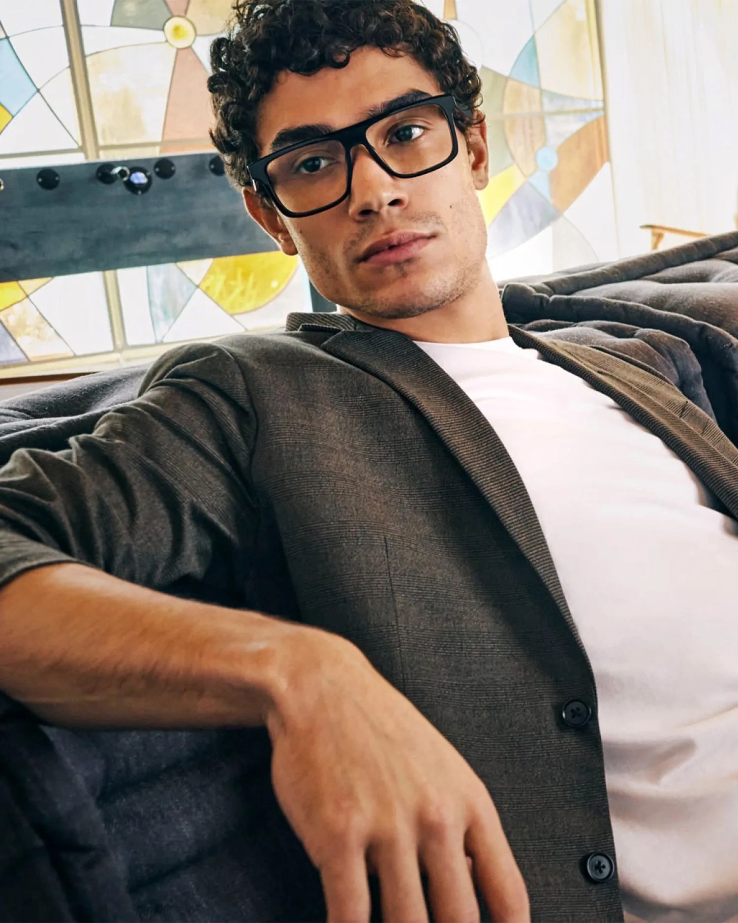 a man wearing glasses