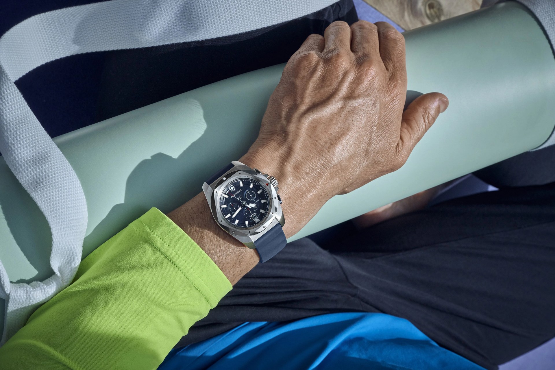a person wearing a victorinox watch