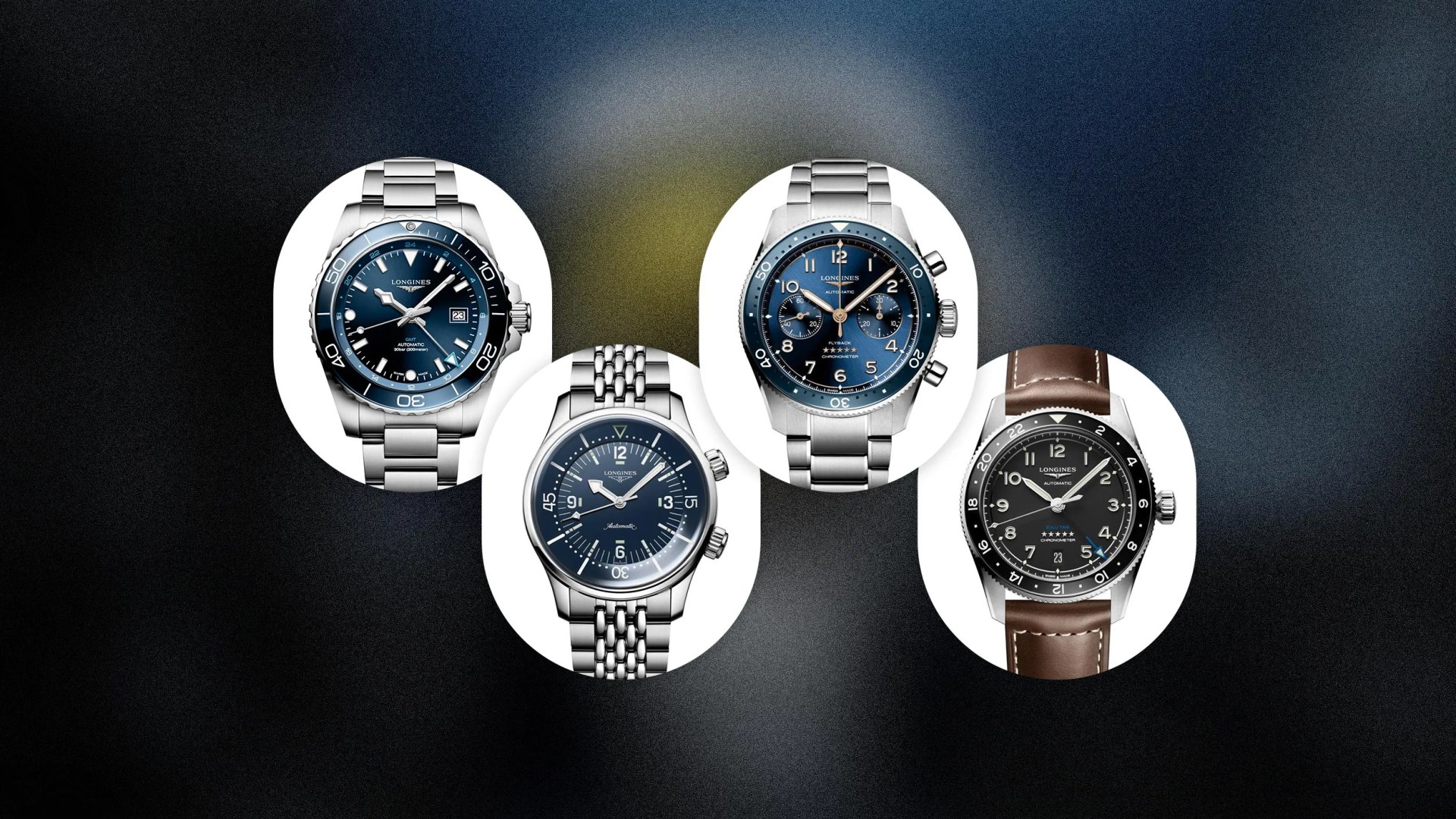 four watches in white bubbles