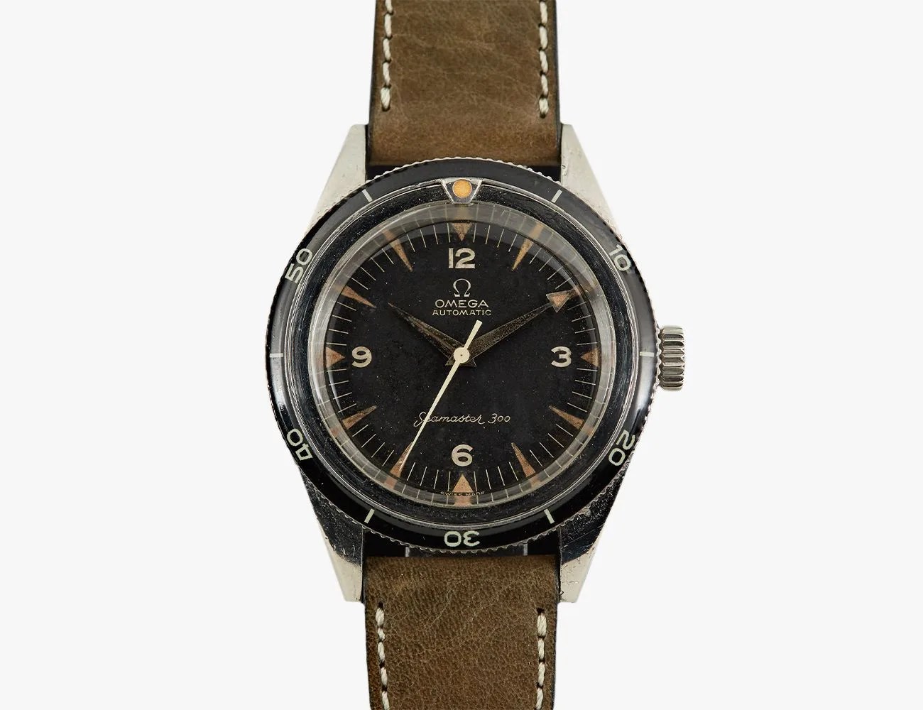 a black watch with gold accents