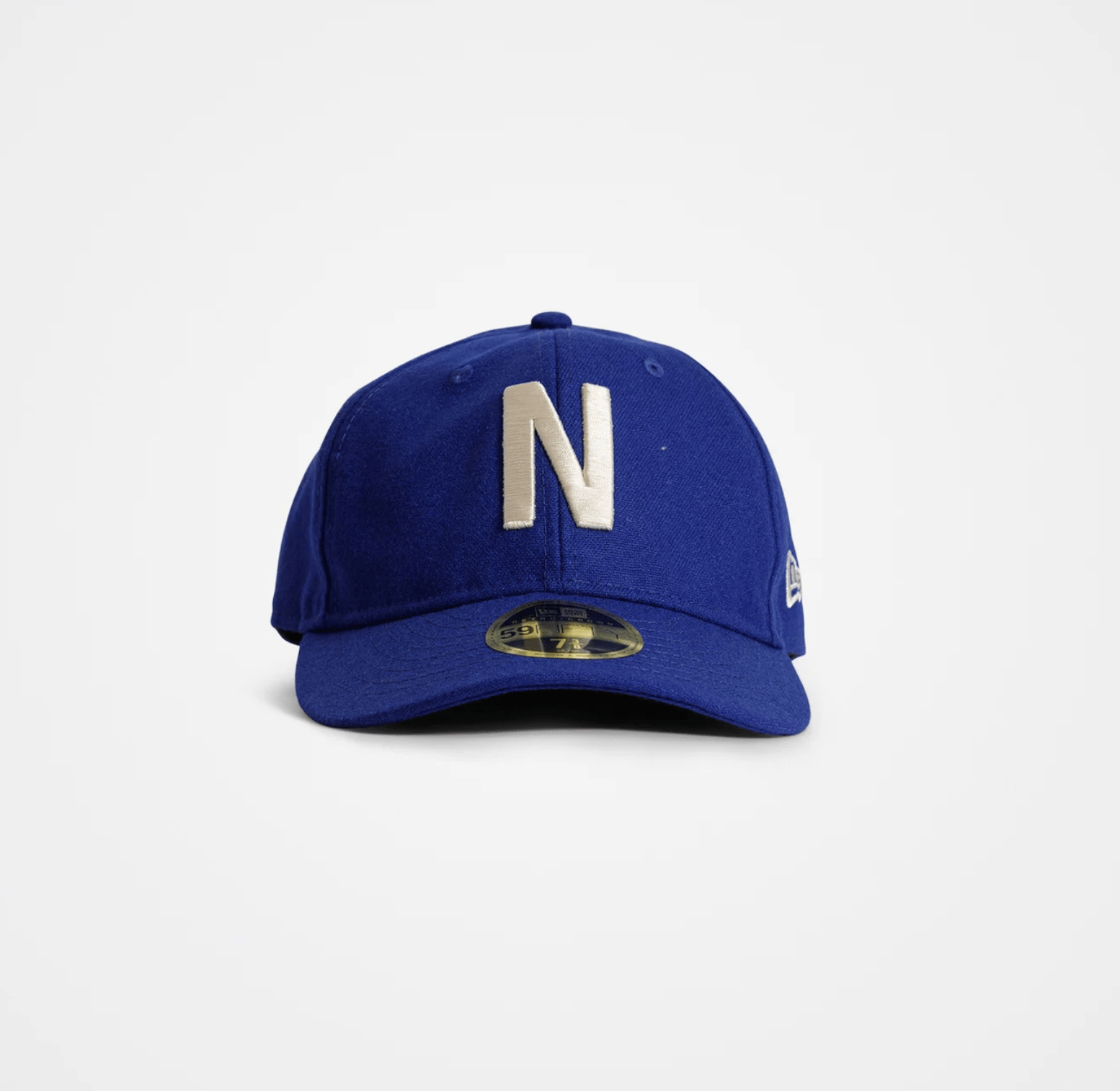 a blue hat with a white logo