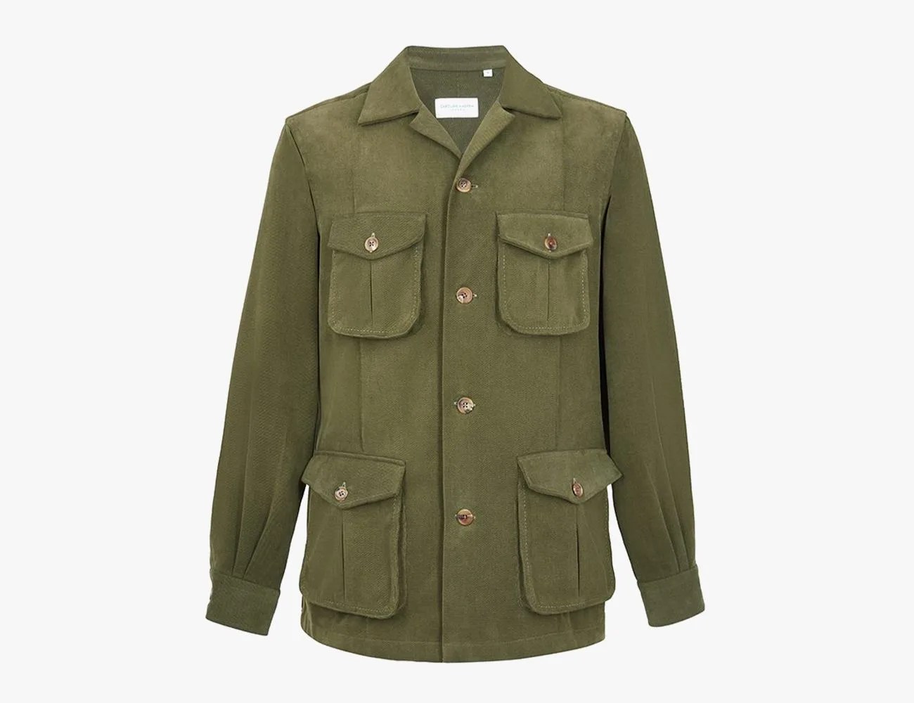 a green jacket with a white background