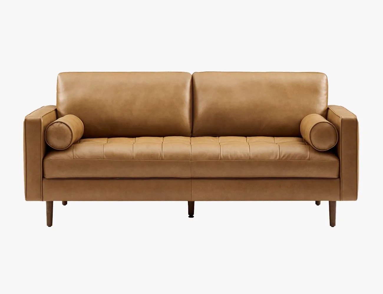 a brown leather couch
