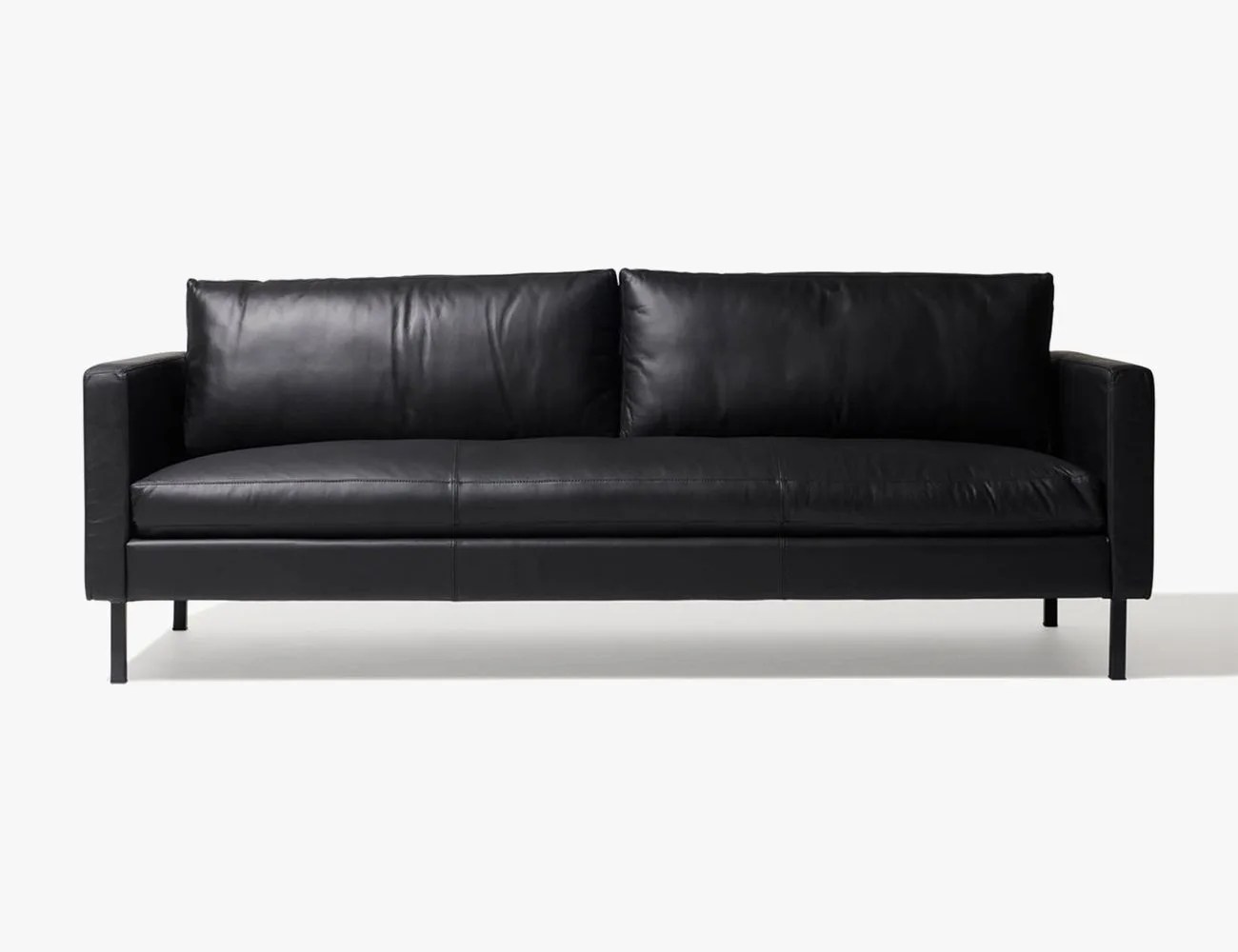 a black leather couch