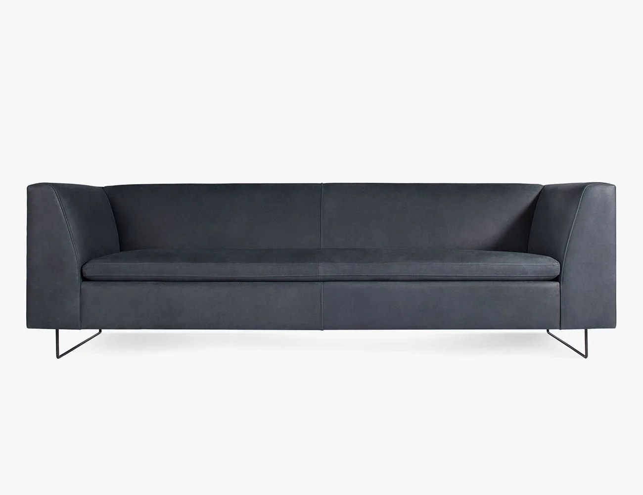 a black leather couch