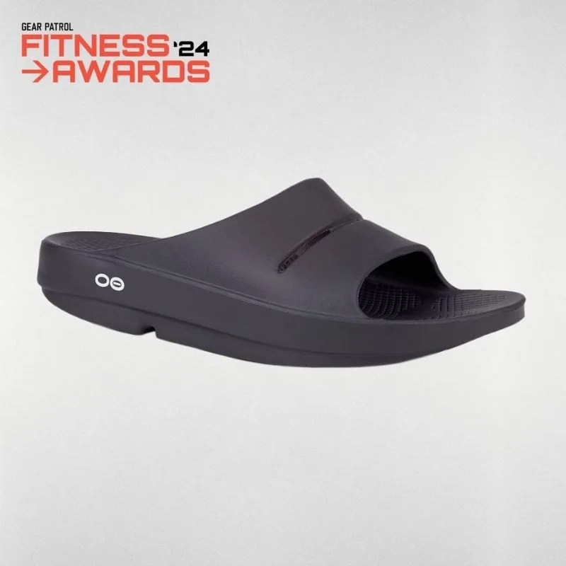 a black slide shoe