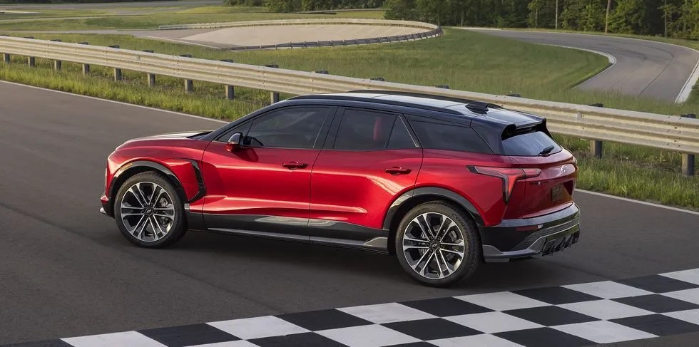 chevrolet blazer ev parked on a track