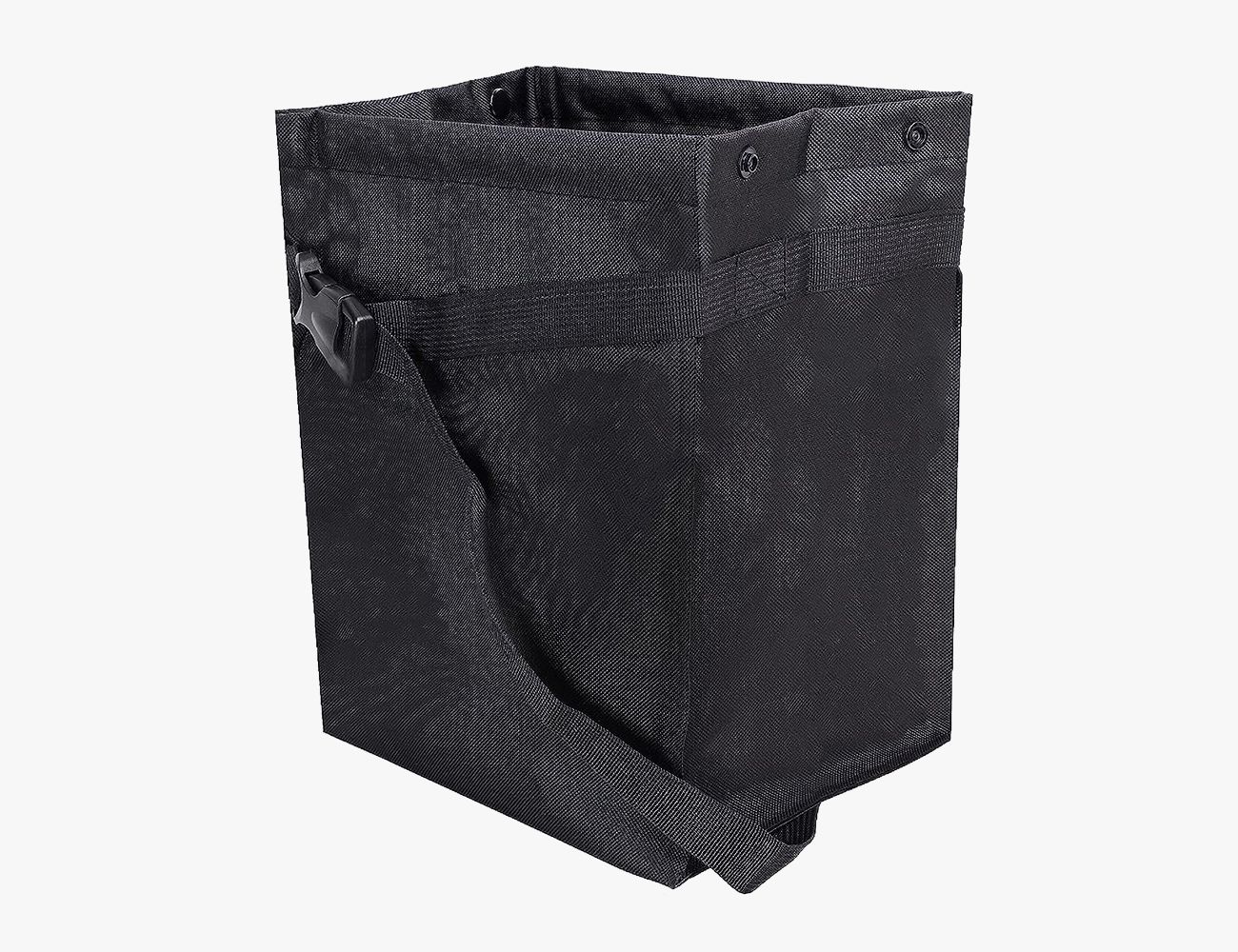 a black headrest trashcan