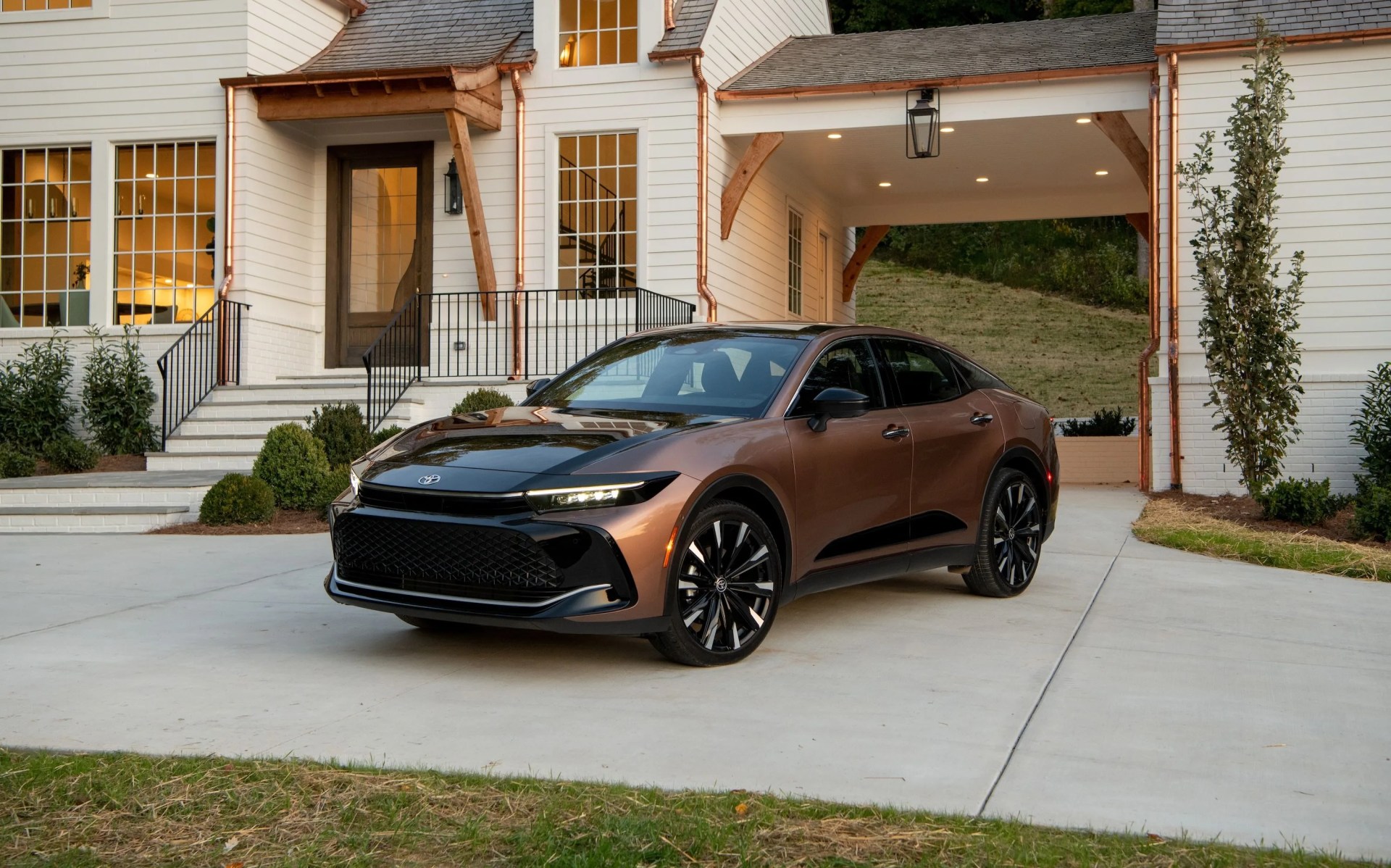 a car parked in front of a house