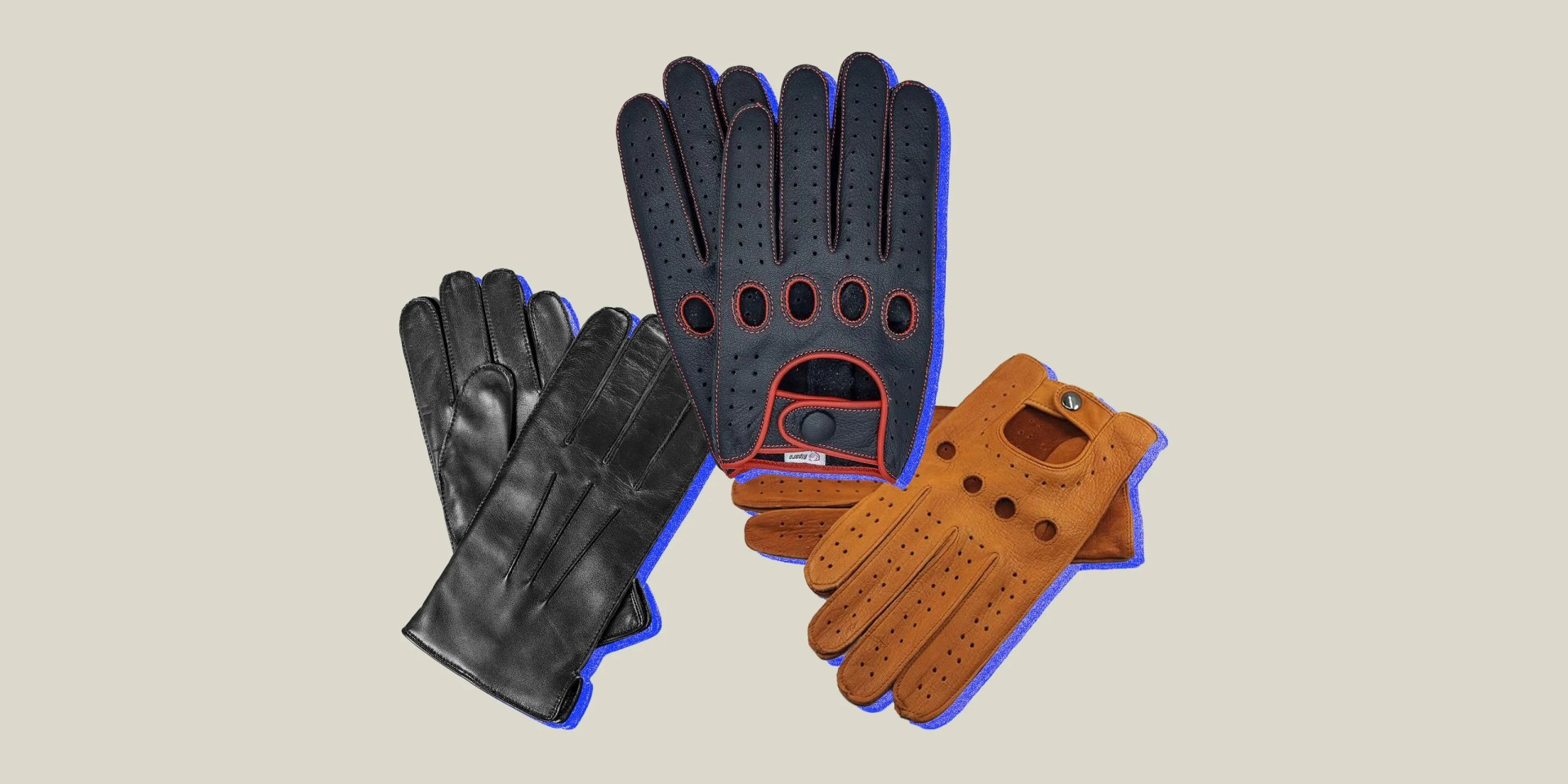a collage of three pairs of driving gloves