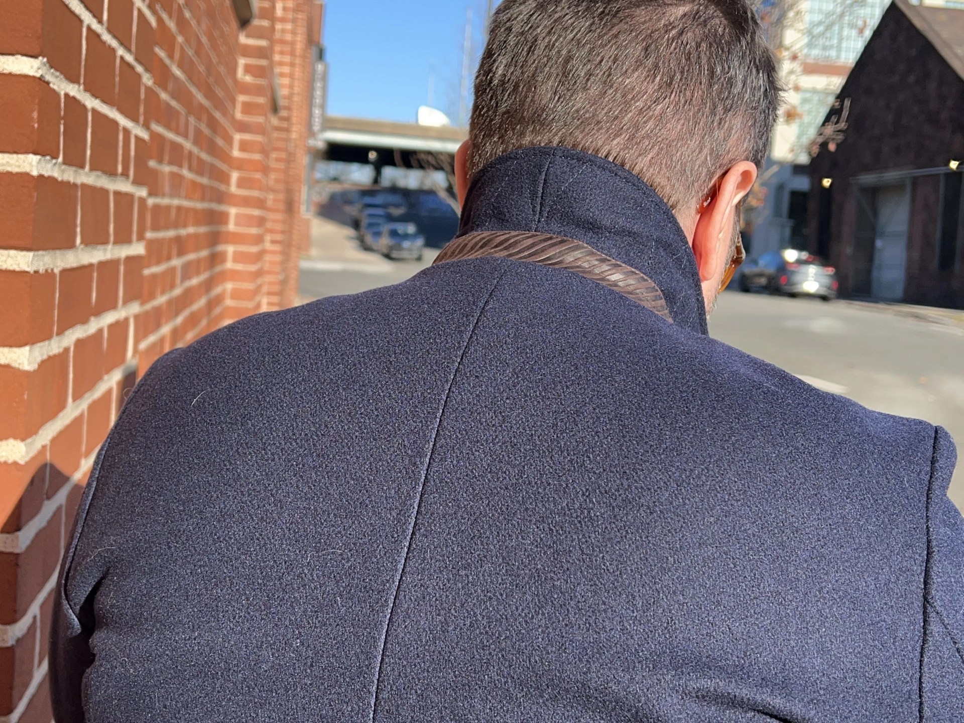 man wearing a peacoat