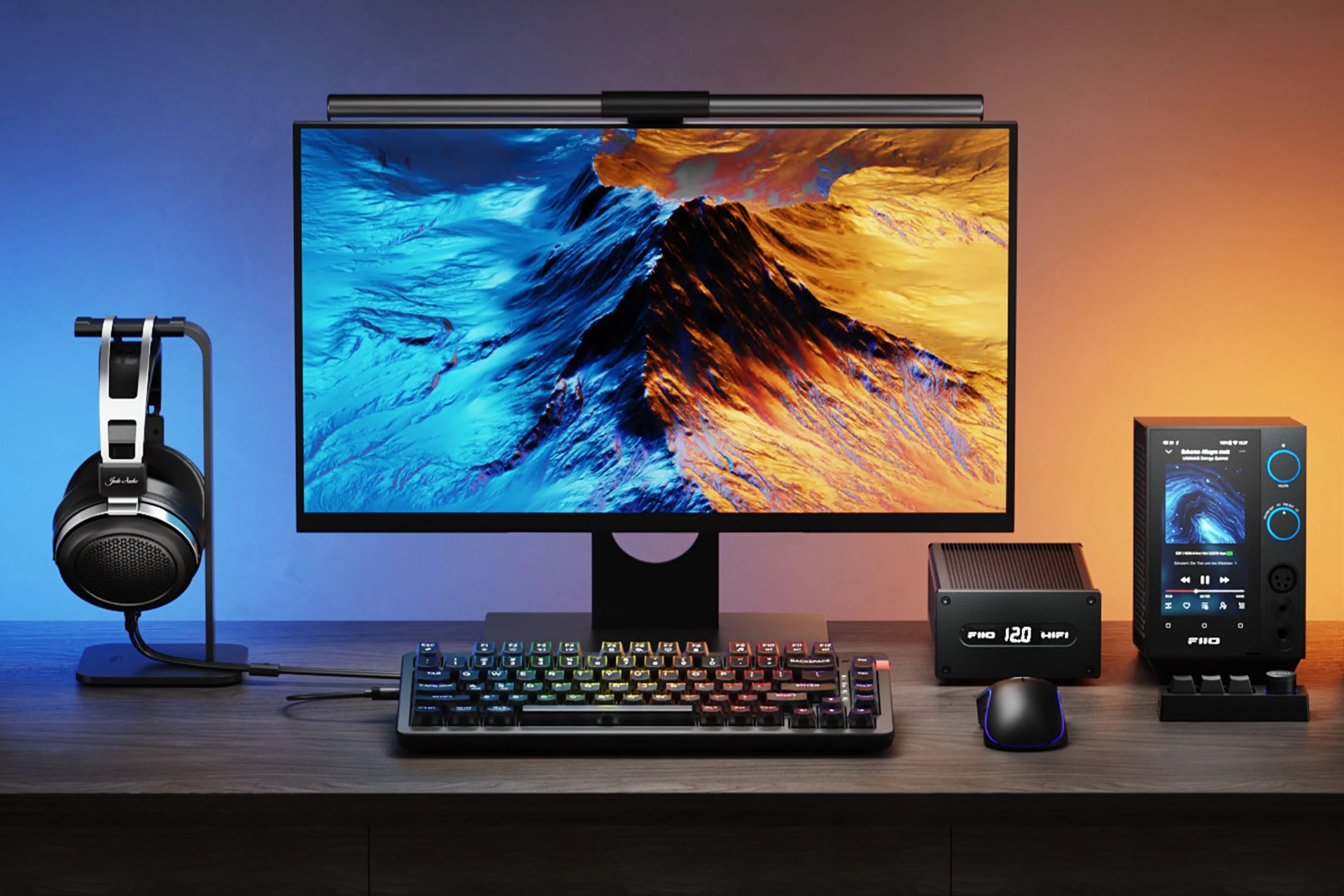a computer with a rainbow keyboard