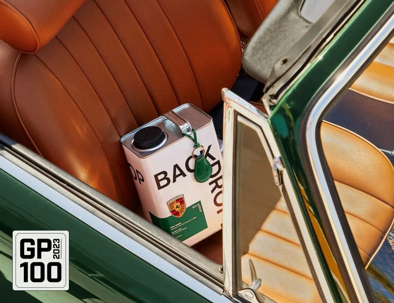 a paint can sitting on the seat of a car