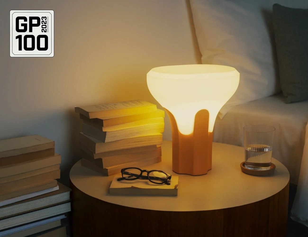 a lamp on a table