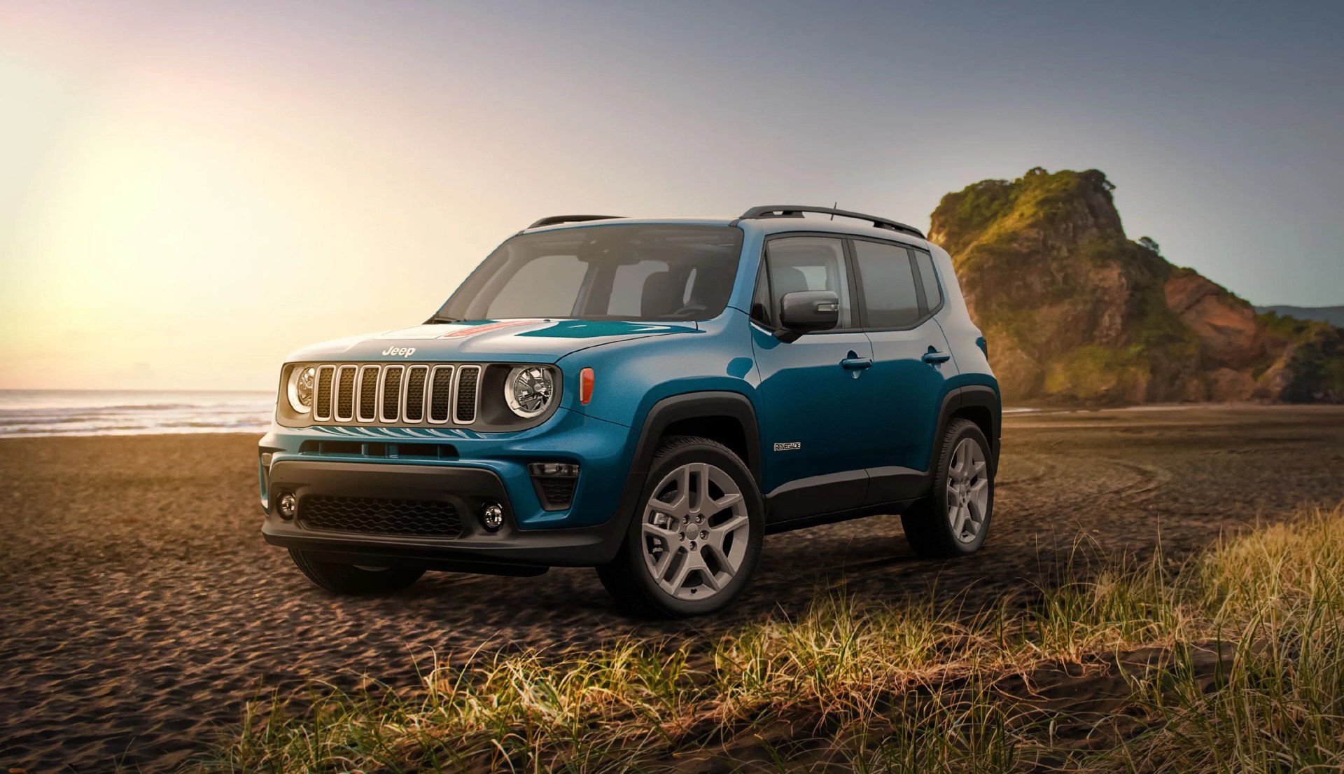jeep renegade by the ocean