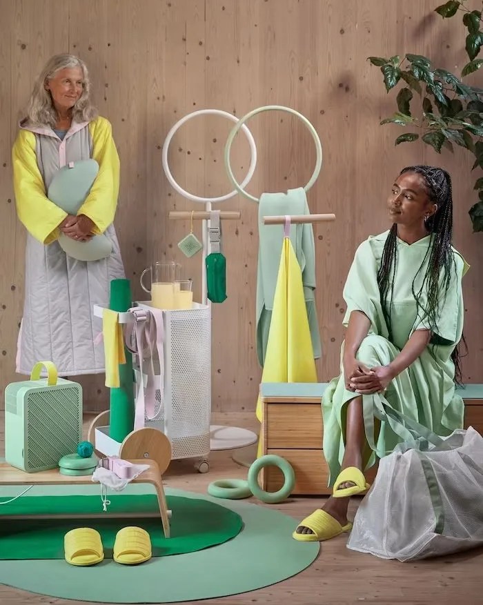a couple of women in dresses surrounded by ikea dajlien collection