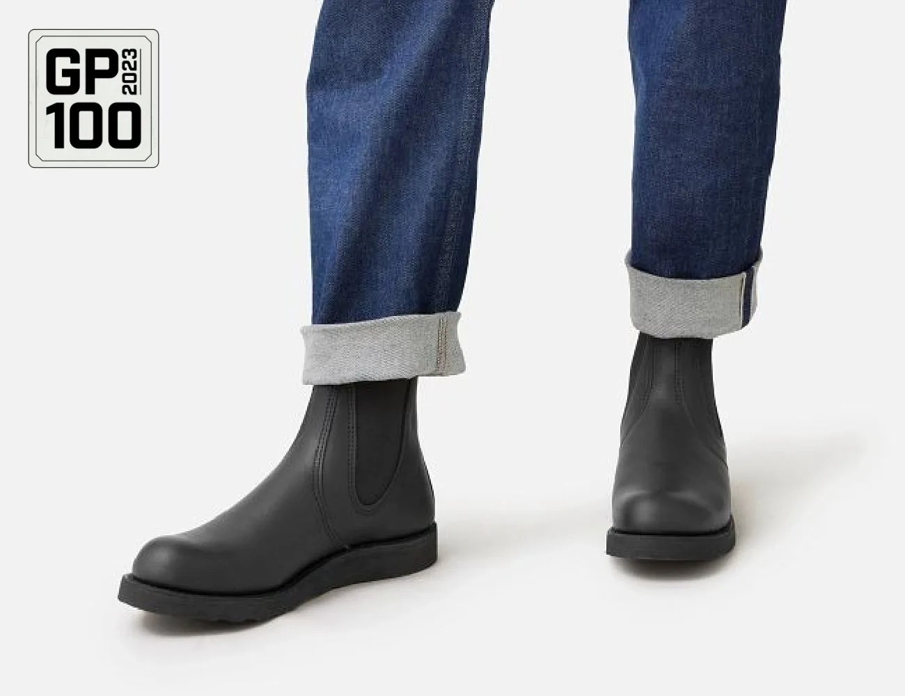 a person wearing black boots