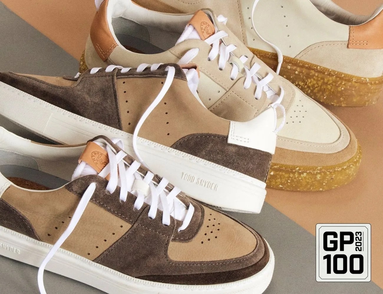 a group of white and brown shoes