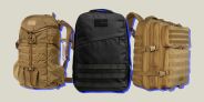 a group of backpacks