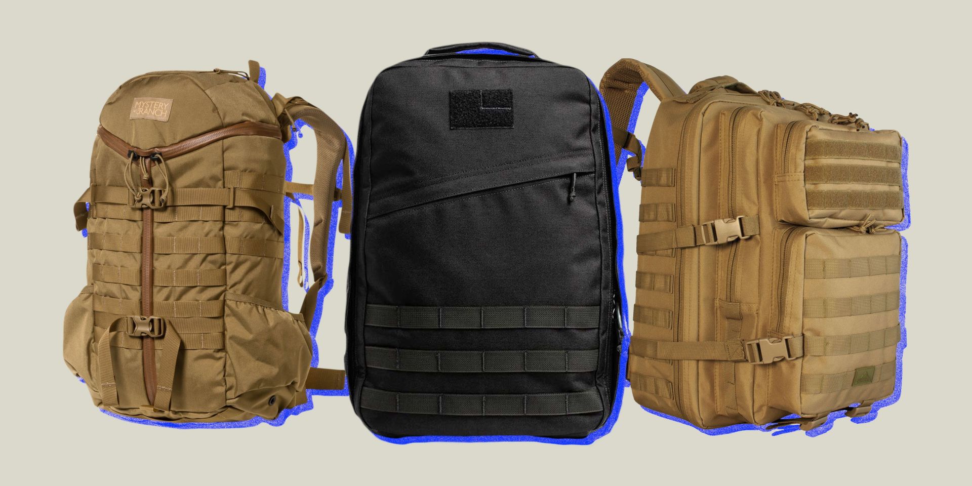 a group of backpacks
